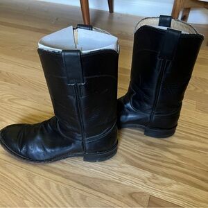 Justin Boots Black Leather Western Boots